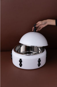 Hot Selling Luxury Wooden Finish Round Chafing Dish with Black Dome Lid <b>Buffet</b> Food <b>Warmer</b> Catering Serving Dish Hotel serving - Product Image 5