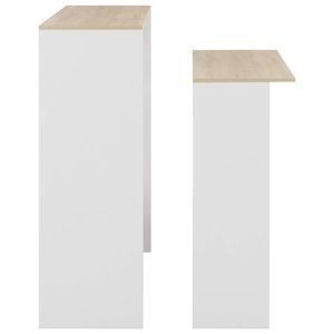 Table de bar en bois d'ingénierie blanc et chêne, dimensions 51,2x15,7x47,2 pouces - Product Image 6