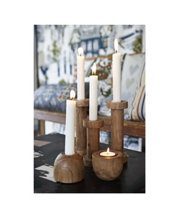Portavelas de madera hecho a mano para decoración de la sala de estar, estilo interior vintage y arreglos decorativos elegantes - Product Image 1
