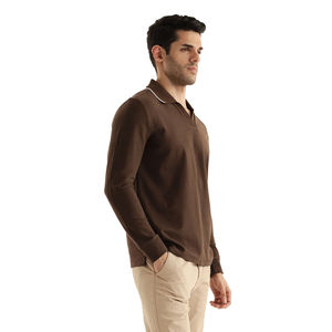 เสื้อโปโลถักคุณภาพสูงสำหรับผู้ชาย ฤดูร้อน สีพื้น เรียบง่าย แฟชั่น กระดุมติด ระบายอากาศได้ดี - Product Image 5