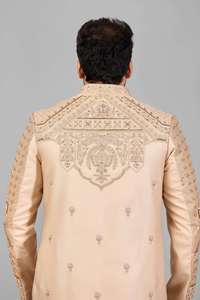 Sherwani Traditionnel pour Homme, Col Mandarin, Motif Multi-Panneaux sur le Devant, Infroissable, pour Mariage et Cérémonies, Qualité Premium, Toucher Divin - Product Image 4