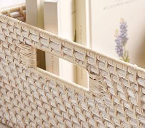 Panier rectangulaire élégant en osier, panier de rangement décoratif, panier organisateur en rotin naturel, parfait pour le rangement de la chambre d'enfant - Product Image 6