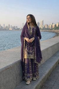 Conjunto de Salwar Kameez Morado Bordado, Vestido Tradicional Indio Pakistaní para Mujer con Dupatta, para Bodas y Fiestas - Product Image 2