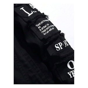 เสื้อแจ็คเก็ตยีนส์ผู้ชาย พิมพ์ลายตัวอักษร ติดกระดุม กระเป๋าแบบมีฝาปิด แขนยาว สไตล์ลำลอง สตรีทแวร์ แฟชั่น เสื้อคลุมเท่ห์ๆ สไตล์คนเมือง - Product Image 5