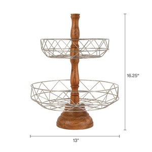 Wooden Stand And Metal Basket For <b>Fruit</b> <b>Storage</b> Multipurpose Household <b>Storage</b> Easy To Clean And Maintain Wholesale From india - Product Image 6