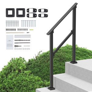 Kit Corrimano per Scale a 2-3 Gradini in Acciaio al Carbonio Stile Transizionale, Ringhiere per Esterni, Installazione per Gradini, Stile New Age - Product Image 2