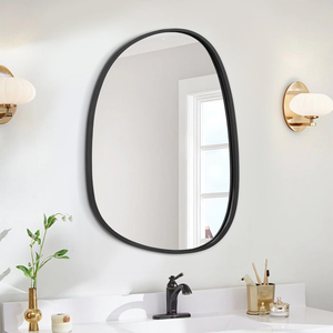 Modern Designer Wall <b>Mirror</b> Black Metal Framed <b>Irregular</b> Shape for Bathroom Living Room Entryway Decor In Cheap Price - Product Image 2