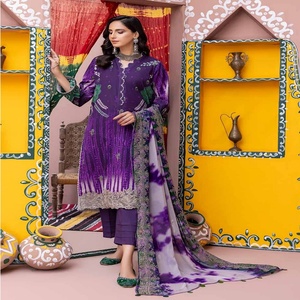 Original Branded Pakistani Chunri Style 3-Piece Lawn Suits Embroidery Traditional Muslim Clothing Accessories Riaz <b>Arts</b> Volume - Product Image 6