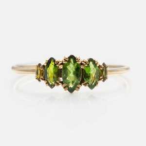 Bague de Fiançailles de Luxe en Tourmaline Verte Coupe Marquise, Pierre Verte Délicate, Pierre de Naissance de Juin, Plaqué Or 14K, Bague de Promesse, Cadeau d'Anniversaire - Product Image 5