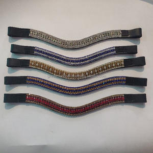 Bandeau de tête en cuir pour cheval, 5 rangées de cristaux, strass étincelants, diamanté, personnalisé, pour bride - Product Image 2