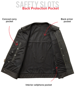 <b>Men</b>’s Classic Black Leather Biker Riding Vest Premium Motorcycle Sleeveless <b>Jacket</b> with Concealed Closure High Durability - Product Image 4