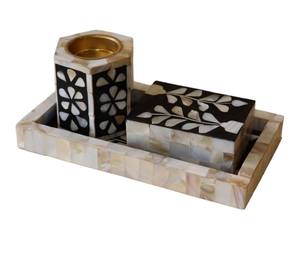 <b>Floral</b> MOP Inlay Wood Incense Burner Set Bulk Luxury Mother of Pearl Bakhoor Censer with Tray and Storage <b>Box</b> Modern Home Decor - Product Image 1