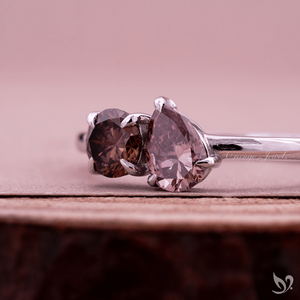 <b>Pink</b> Lab Grown Diamond Toi Et Moi Silver Minimalist Engagement Ring with Pear and Round Cut Stones Wedding Gift Ready to Ship - Product Image 3