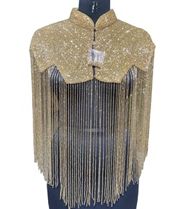 Quyến rũ handmade Vàng Sequins đính cườm ponchos áo choàng phụ nữ Kích thước miễn phí thanh lịch năm mới phong cách thêu mùa đông OEM - Product Image 1