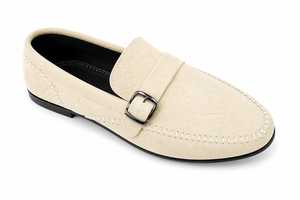 Mocassins en cuir véritable de vache LEATHER STUDIO, en daim givré uni, à enfiler, à talon incliné, grandes tailles, chaussures de conduite - Product Image 1