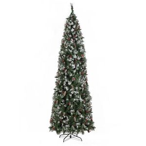 Albero di Natale a Forma di Matita 2,7m in PVC Verde con 460 Luci, 8 Modalità, 1298 Rami Bianchi, Luci Automatiche a Colori Caldi - Product Image 2