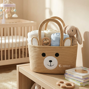 Cesta de Algodón para Guardar Juguetes, Organizador Decorativo con Diseño de Animales para Cuarto de Bebé, Cesta Ecológica para Pañales y Mantas - Product Image 5