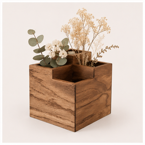 Premium <b>Solid</b> Multipurpose <b>Wooden</b> Holder 4-Compartment <b>Desk</b> Organizer For Pens And Stationery or Elegant Kitchen Cutlery Holder - Product Image 2