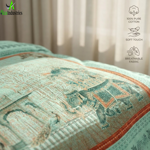 ชุดผ้าปูที่นอนคิงไซส์ ผ้าฝ้ายพิมพ์ลายชาฮี การานา มิ้นท์ กรีน เฮอริเทจ พาแนล พริ้นท์ |   ชุดผ้าปูที่นอนนุ่ม 3 ชิ้น พร้อมปลอกหมอน - Product Image 3