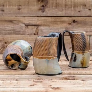 Taza de Cuerno de Búfalo Natural – Taza Artesanal Vikinga para Cerveza y Café, Vajilla Rústica Ecológica de Cuerno - Product Image 4