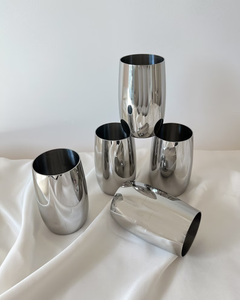 Tasses vintage italiennes en acier inoxydable par AMC - Verre à boire en métal argenté / Verre à eau / Gobelet - Product Image 4