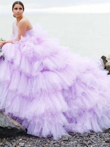 One Shoulder Luxury Women Layered Tulle Gown Bridal Ball Tiered Long Tulle Gown Photography Long Gown Dress <b>Flying</b> Dress - Product Image 5