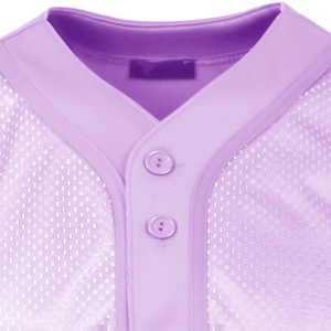Maillot de baseball violet personnalisé unisexe en mesh respirant à boutons, vêtement de sport pour adulte à manches courtes et col en V - Product Image 6