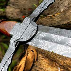 High Quality Professional Handmade Premium Damascus <b>Steel</b> Viking Sword Outdoor Camping Survival Hunting Swords With Sheath - Product Image 5