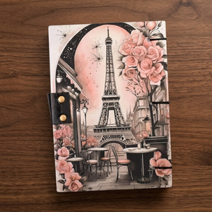 Vintage Eiffel Tower Lock Diary <b>Notebook</b> <b>A5</b> Cardboard Notepad | Handmade Floral Travel Writing 100 Sheets Metal Clasp Closure - Product Image 2