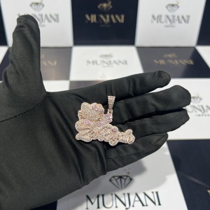 Collar Hip Hop con Colgante de Letra en Forma de Luna Chapado en Oro Rosa con Diamantes, Plata de Ley 925, Joyería para Raperos, Dijes Certificados IGI - Product Image 5