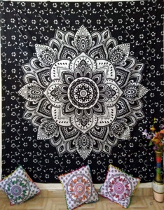 Ombre Mandala Flower Tapestries <b>Queen</b> <b>Size</b> Bedding Wonderful Wall Hanging Handmade By Indian Consigners - Product Image 2