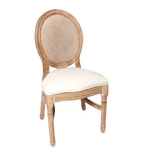 Party Antique Style Europe Dining Louis Chair XIV With Rattan Back Wedding For Banquet Events