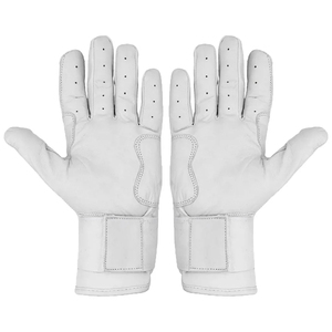 Breathable Perforated <b>White</b> Leather Batting Gloves Professional Wrist <b>Wrap</b> Grip Elite Custom Adult Baseball Gloves - Product Image 2