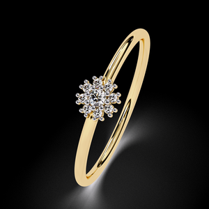 Anillo de Compromiso de Oro Amarillo con Diamantes Naturales, Diseño de Racimo de Girasoles, Regalo Nupcial Único - Product Image 2