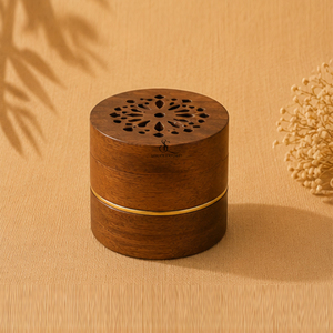 Quemador de incienso moderno de madera con forma ovalada y tapa de latón. Elegante incensario árabe para decoración de lujo del hogar a precio de mayoreo - Product Image 5