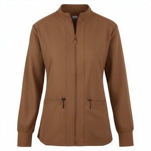 Blouse d'hôpital personnalisée de haute qualité pour femme, veste de travail zippée à manches longues, extensible, avec poches, veste de travail personnalisée - Product Image 2