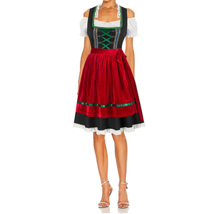 Edelweiss Creek 3-Piece German <b>Oktoberfest</b> Dirndl <b>Dress</b> Black/Red European Clothing for Bavarian Carnival Breathable Embroidery - Product Image 3