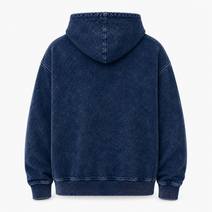 Custom Logo Vintage Acid Wash <b>Navy</b> <b>Hoodie</b> <b>Men</b> Regular Fit Pullover Streetwear Front Kangaroo Pocket 100% Cotton Eco-Friendly - Product Image 3
