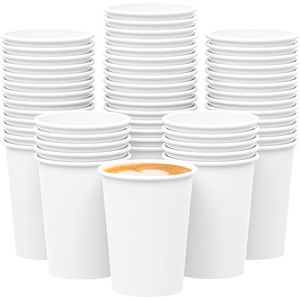 Bicchieri di Carta Bianchi Usa e Getta per Bevande Calde o Fredde, per Caffè, Cioccolata, Succhi da Asporto - Product Image 1