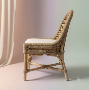 Modern Natural Rattan Lightweight Eco-Friendly <b>Dining</b> <b>Chair</b> Handwoven Wicker Armless Cushion Outdoor Patio Restaurant Home - Product Image 4