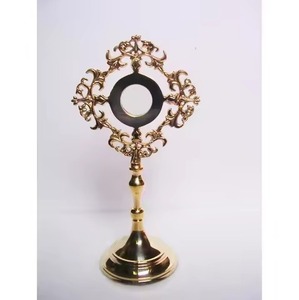 Espejo monstrario de latón duradero con detalles, decorativo para mesa, para uso en bodas y iglesias católicas - Product Image 3