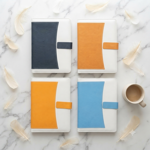 Agenda d'entreprise haut de gamme Aurelux A5 en cuir PU avec couverture incurvée, multicolore, journal professionnel, logo personnalisé, planification de bureau, 80 pages - Product Image 1