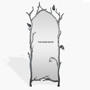 Miroir mural en forme de branche d'arbre feuillue, nouveau, pour mariage, bon prix, miroir mural en aluminium moulé, cadre argenté - Product Image 1