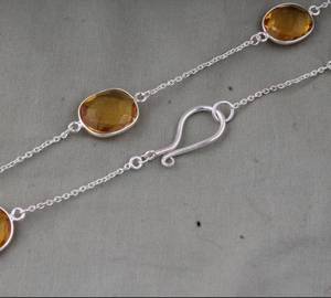 Handmade Citrine <b>Chain</b> Necklace 925 Sterling Silver Natural Yellow Crystal Pendant Jewelry Women Fashion Gift - Product Image 2