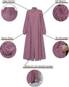 Islamic Modest Women Maxi Abaya High-quality Polyester Blended Cotton Long Sleeve <b>Flared</b> Abayas High Neck Burqa Breathable - Product Image 5