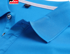 INDEX Men's <b>Blue</b> Solid Color Short Sleeve <b>Polo</b> <b>Shirt</b> Casual Regular Fit Knitted Fabric Button Design Breathable - Product Image 5