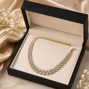 Collier tennis en moissanite plaqué or 18 carats pour femme, bijoux de mariage et d'anniversaire avec diamants ronds brillants - Product Image 5