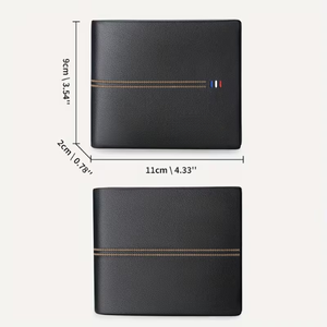 Portefeuille en cuir véritable pour homme, porte-cartes fin et élégant de haute qualité avec design bicolore, cadeau de Noël pour homme - Product Image 4