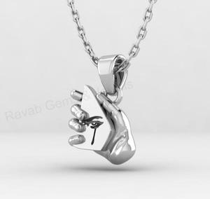 Pendentif Breloque Designer en Argent 925 Plaqué Or 18K et Rhodium pour Hommes, Motif Miroir Brisé Yeux Larmes, Bijoux Fins, Fabricant OEM - Product Image 4