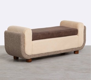 Banc de rangement moderne en tissu rembourré avec pieds en bois, design mid-century, meuble de salon, pouf/tabouret - Product Image 1